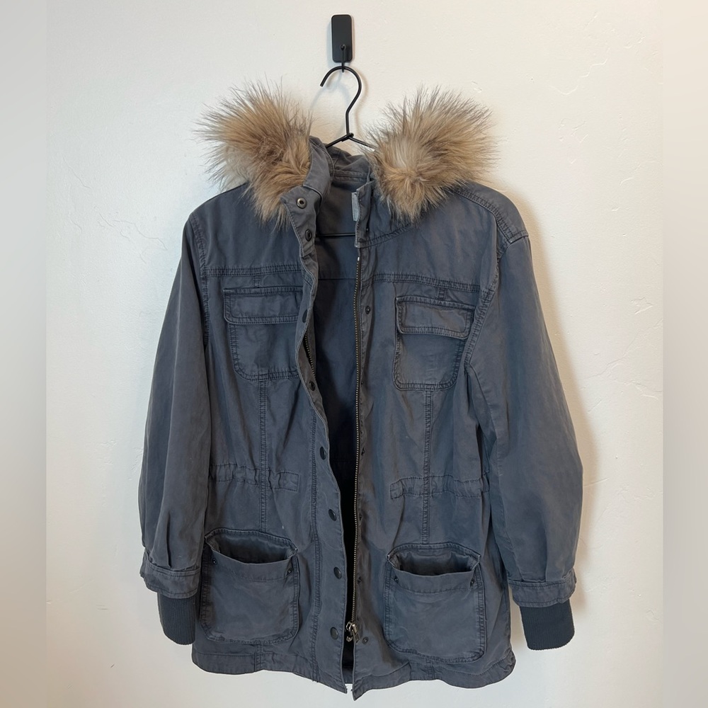 Halogen Blue Jacket with Fur
